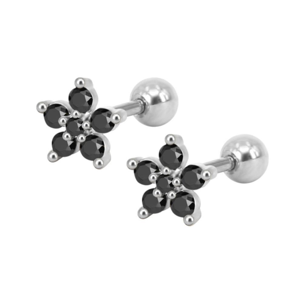 Timekey Anting Tusuk Desain Bunga Hias Zircon Gaya Simpleunik Anti Alergi Untuk Wanita A7K8