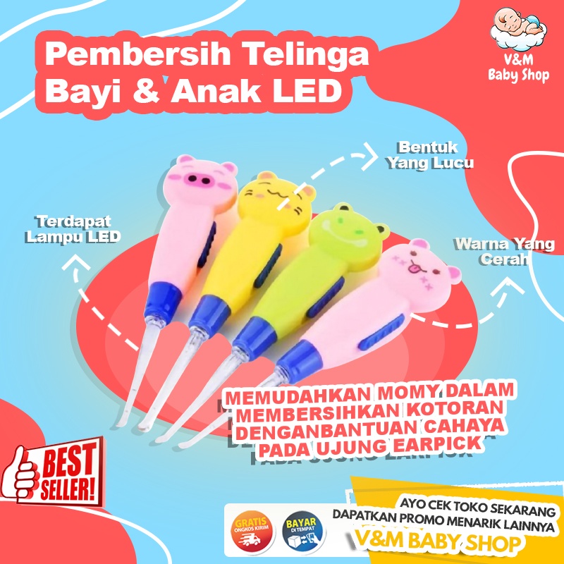 VnM039 | Pembersih Telinga Bayi &amp; Anak LED / Korek Kuping Telinga LED / Earpick Flashlight Lucu