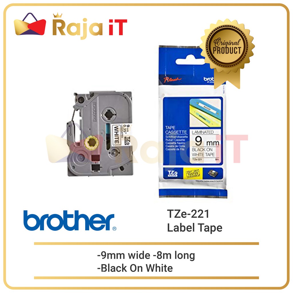 

BROTHER Label Tape TZE 221 9mm Black On White