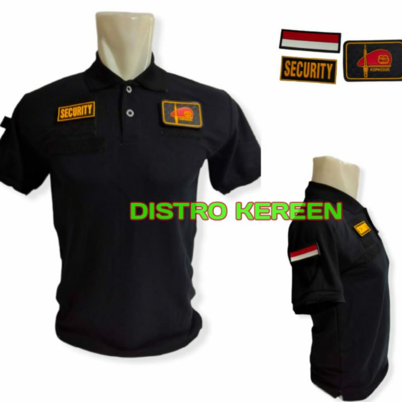 Kaos Kerah Security Kopassus Velcro Warna Hitam