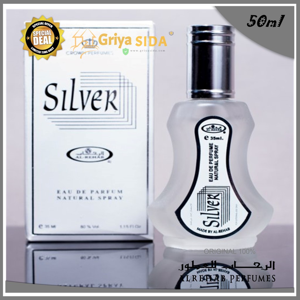 Parfum silver 35ml original silver minyak wangi alrehab spray aroma silver PROMO!