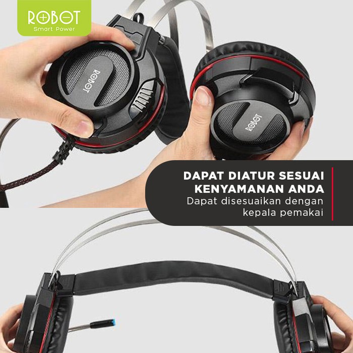 ROBOT RH-G20  Headphone Gaming Wired Headset with 7 Colour LED Light - Garansi Resmi 1 Tahun