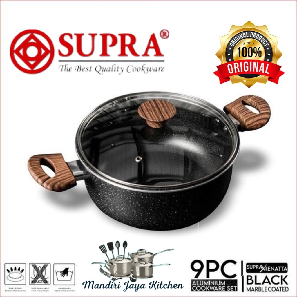 Panci Supra 9pcs Black Marble / Panci Set Supra Edisi Chef Renata Moeloek