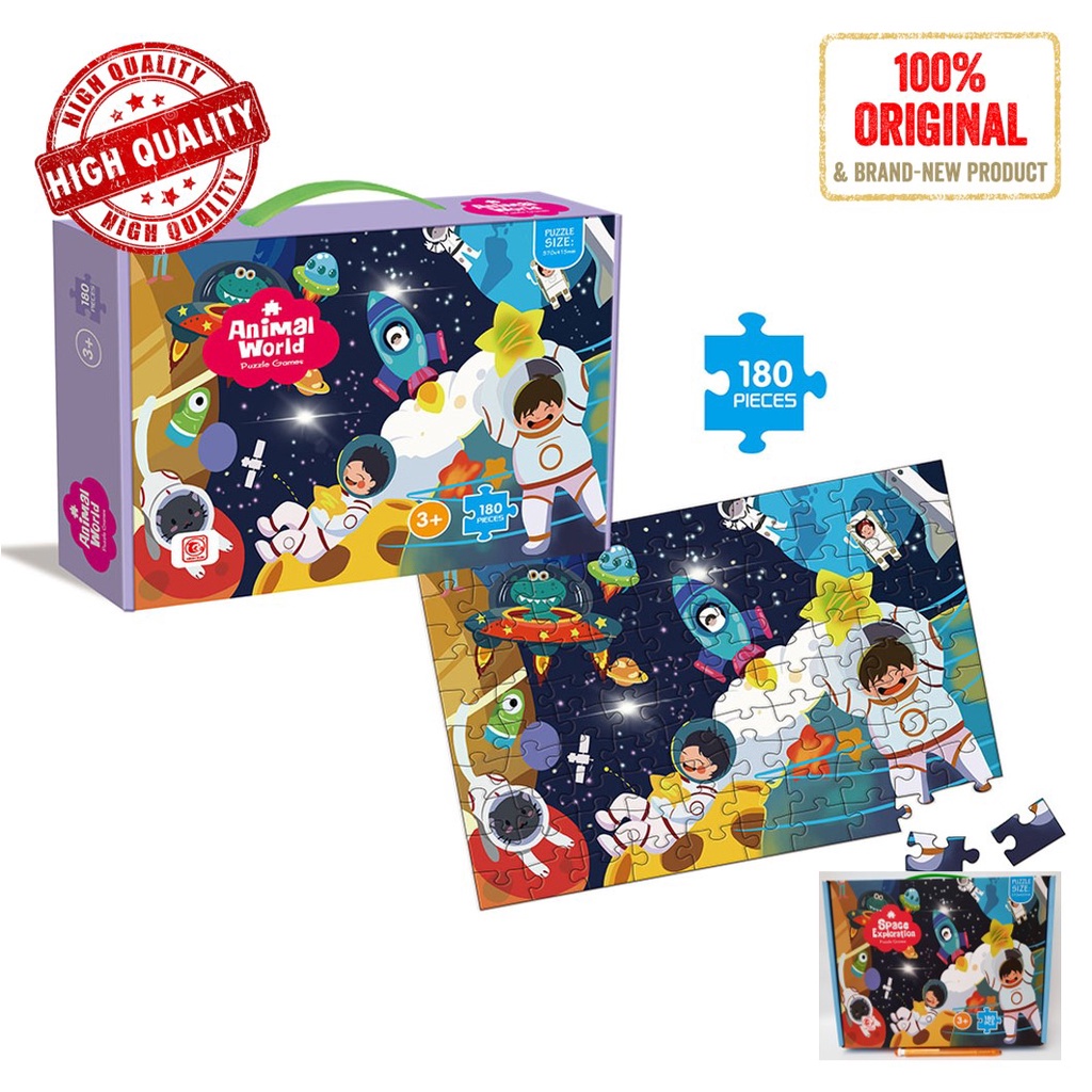 Mainan Anak Puzzle 180 pcs Space Exploration Puzzle Games Antariksa Astronot Edukasi