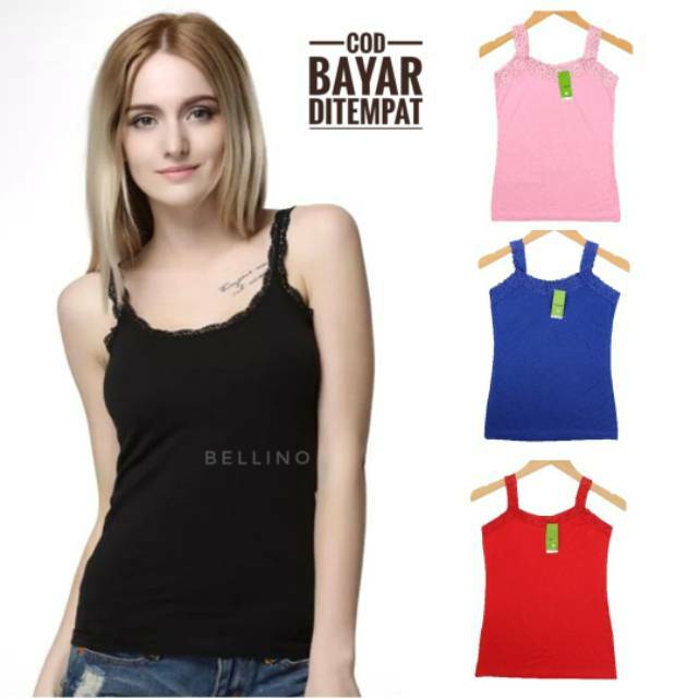 Tanktop Dalaman Wanita Renda / Camisol Singlet Wanita Renda Super Soft All Size