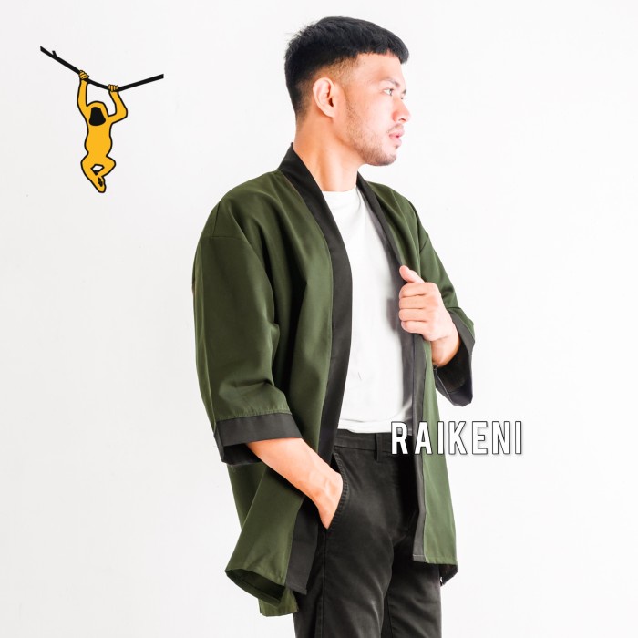 Kimono Pria | Cardigan Pria Hijau | Jaket & Vest Pria | Outer Pria(K4C6) Jaket Pria Bolak Balik Jake