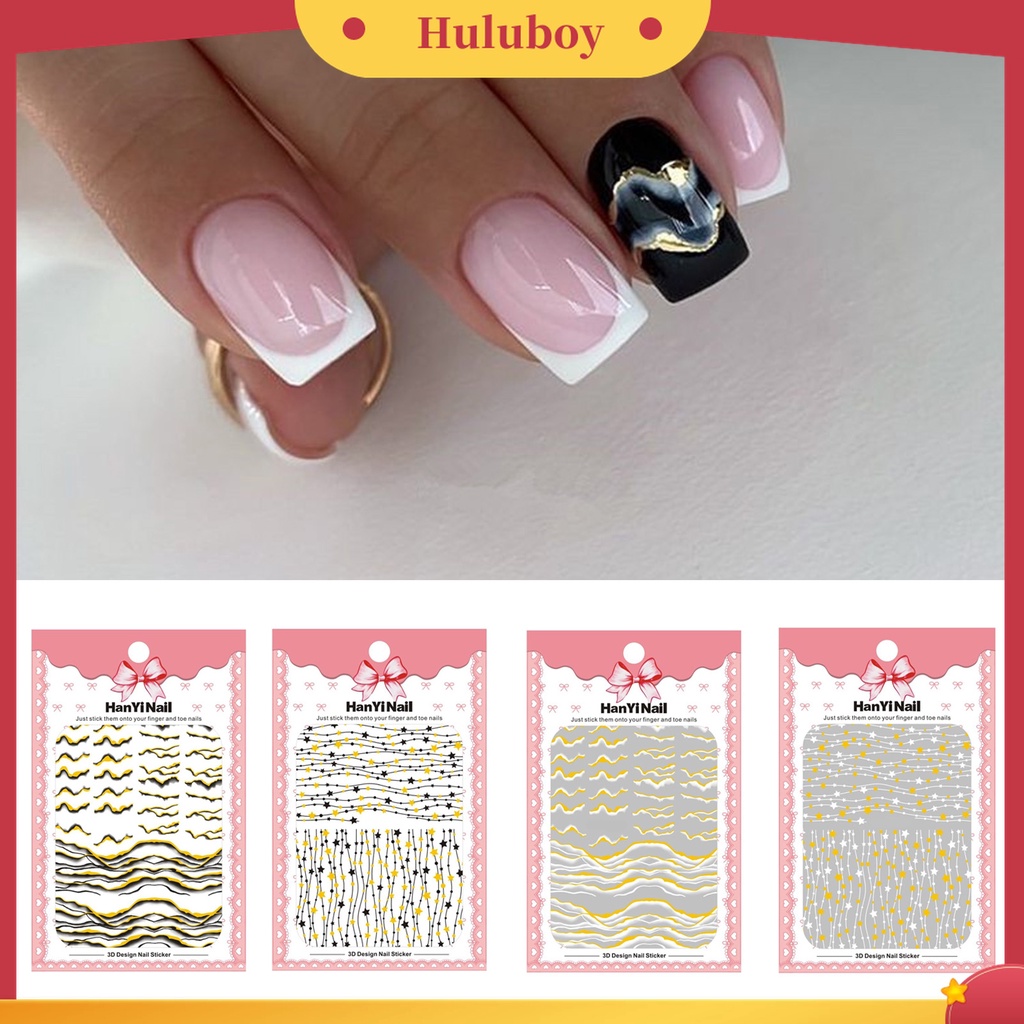 Huluboy Huluboy♡   Stiker Kuku 3D Dengan Perekat Untuk Manicure