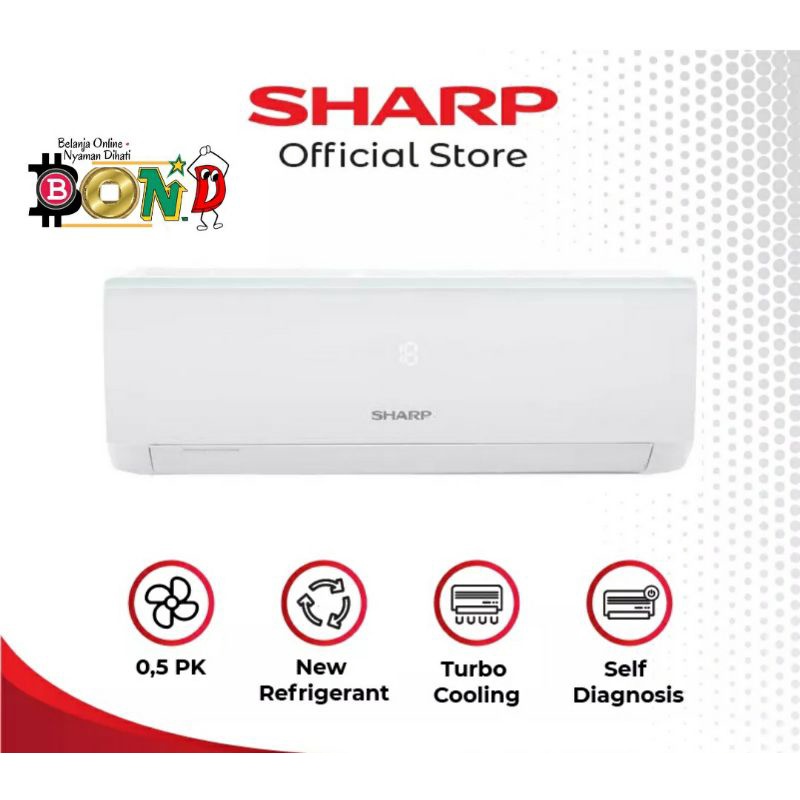 Sharp AC Single Split AHA5UCYN Standar 1/2pk Freon R32 Garansi Resmi 10thn kompressor
