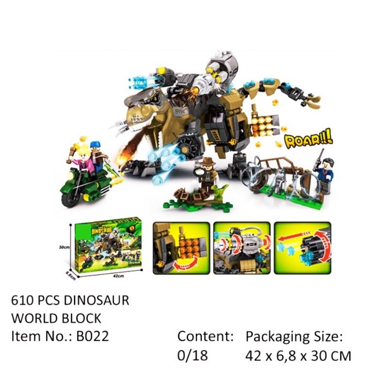 Mainan Dinosaurus Mech Dino Set Besar 610 Pcs / Mainan Edukatif Anak Lego Susun Blok B022