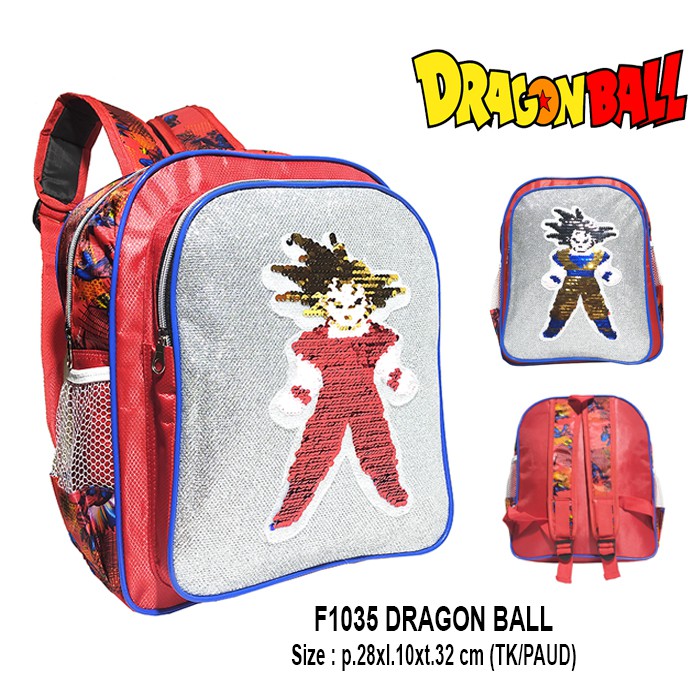 Tas Ransel Anak Sekolah Sequin Dragon ball - Ransel Sekolah TK/Paud Karaker Dragon Ball Usap