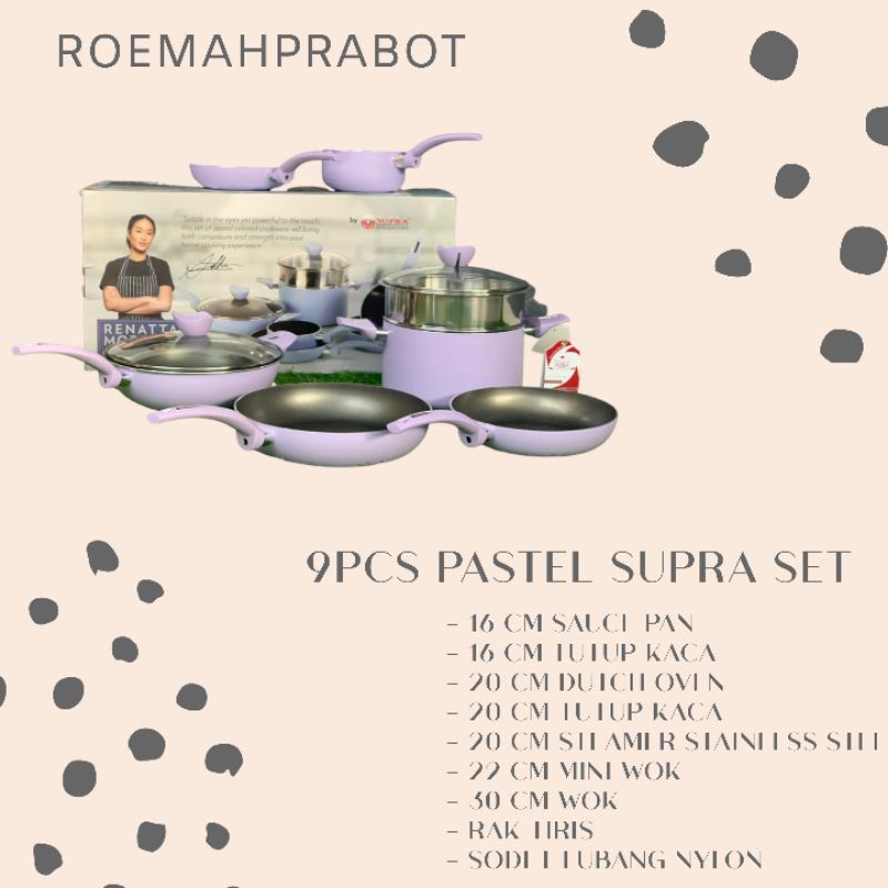 MODEL TERBARU 9pcs Pastel Rosemary Panci Supra Set