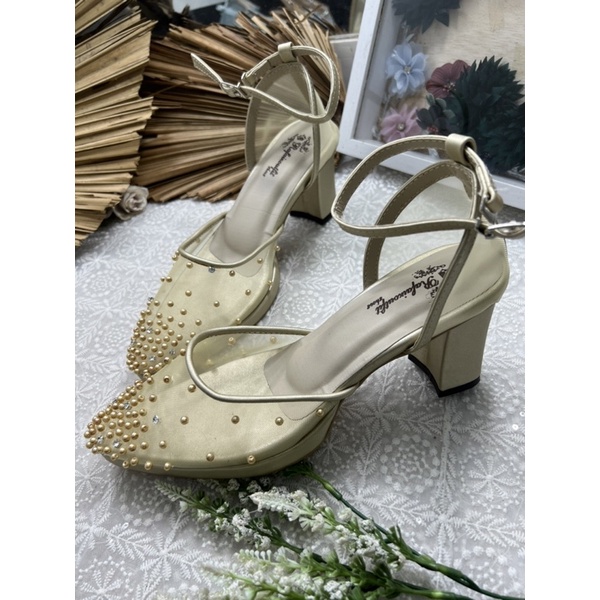 sepatu wanita Rafaizoutfit Aqila gold tinggi 7cm tahu