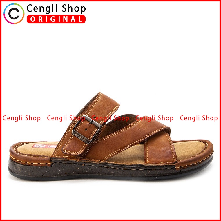 SANDAL CASUAL JIM JOKER PRIA ORIGINAL SLIDE KULIT BRANDED COKLAT JJ21