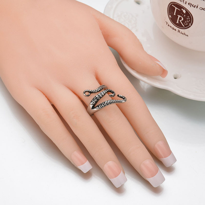 Unisex Fashion  Punk Style Octopus Ring / Popular Stainless Steel Finger Ring / Elegant Sliver Colour Sea Animal  Party Rings