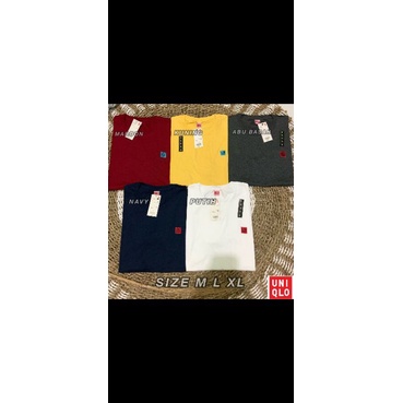 kaos Oblong unisex logo bordir Uniqlo