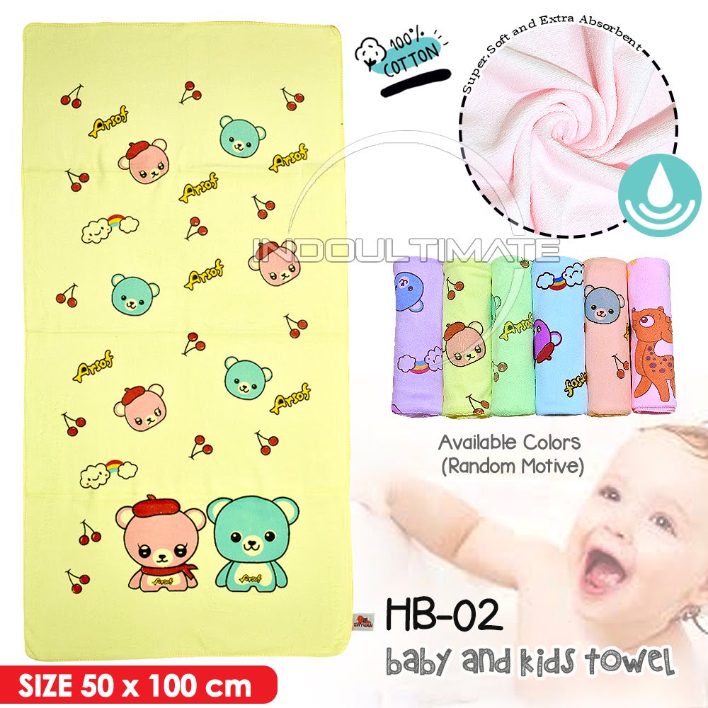 Handuk Bayi Daya Serap TINGGI / Handuk Mandi Anak Baby Towel Lembut HB-02 - RANDOM MOTIF