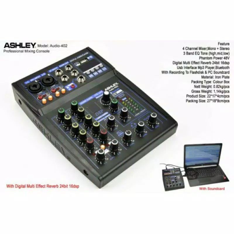 Mixer Audio Ashley Audio-402 USB Bluetooth 4 channel