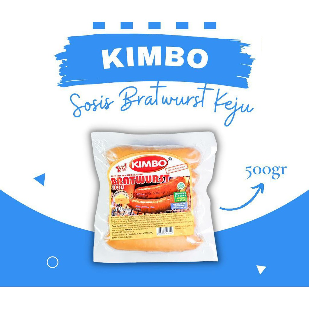 

ADDRIELLA - KIMBO SOSIS BRATWURST KEJU 500gr | KIMBO/FROZENFOOD/FROZENFOOD MURAH
