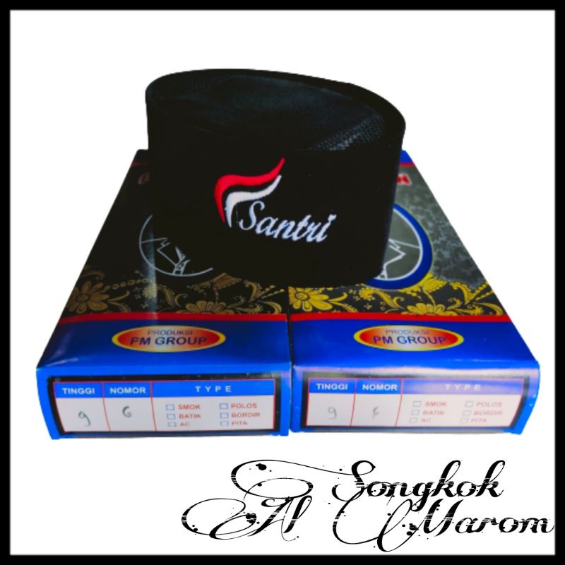 Peci Santri Peci Hitam Logo Santri Songkok Ac Santri Bahan Contessa Super