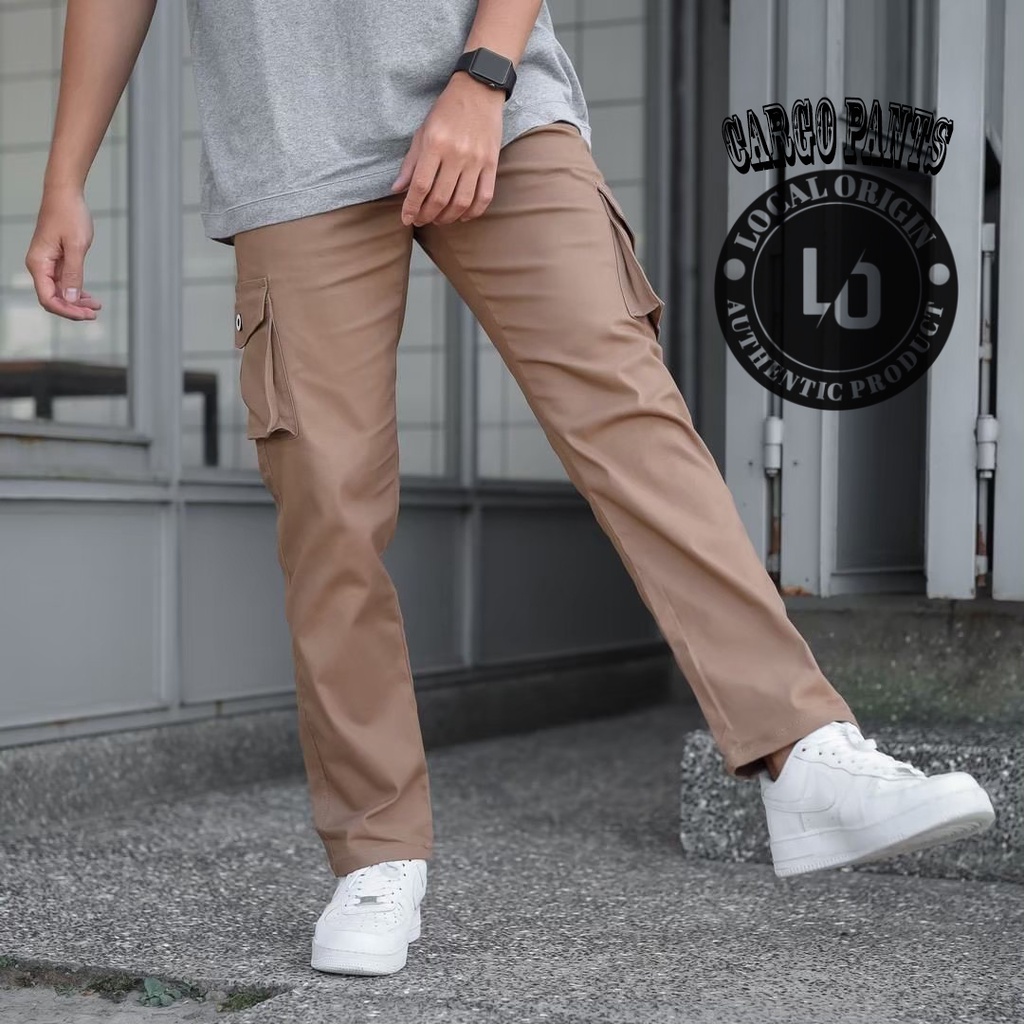 CELANA CARGO PANJANG PRIA SLIMFIT MOCCA - CARGO PANTS PREMIUM HIGH QUALITY - CELANA GUNUNG PDL - KARGO KATUN TWILL