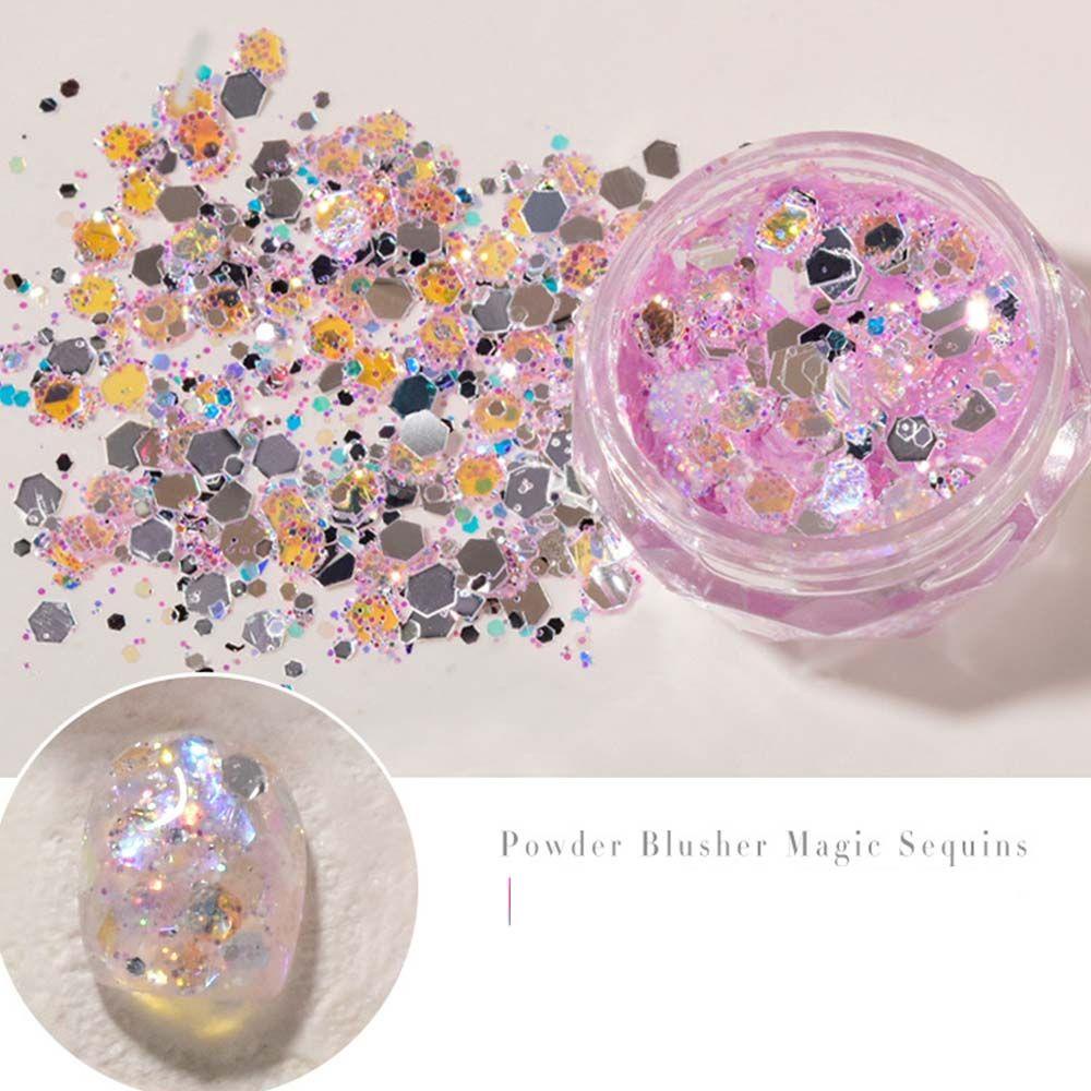 AUGUSTINA Agustina Hologram Kuku Decals Fashion Sparkly Nail Art Dekorasi Manicure Musim Panas Hexagon Nail Paillette