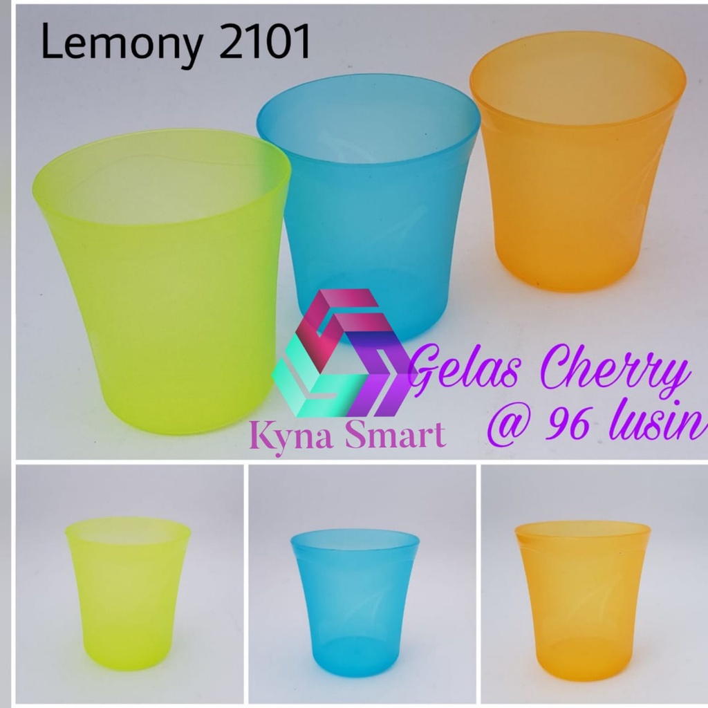 MS 12 PCS Gelas Minum Plastik Kecil / Pendek Merek Lemony Cherry 2101