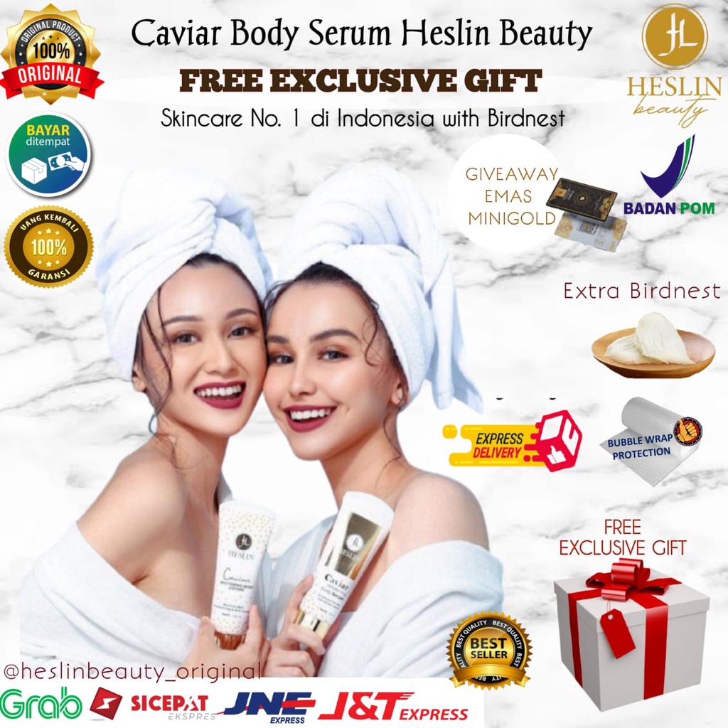 Caviar Body whitening Body Lotion + Body Serum Heslin Beauty / Handbody Heslin Ampuh Mencerahkan kul