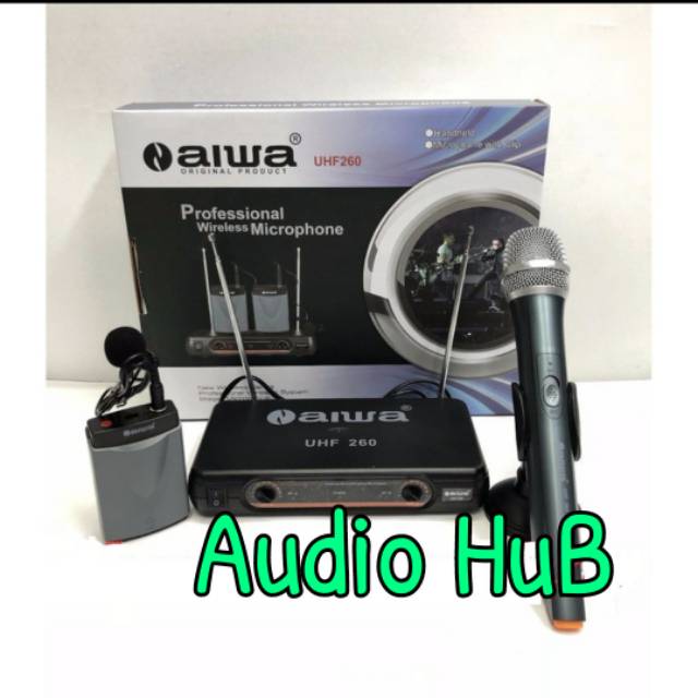 MIC WIRELESS AIWA UHF 260 MICROPHONE AIWA UHF260 PEGANG JEPIT CLIP ON HANDHELD