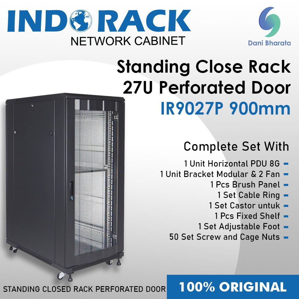 INDORACK Standing Close Rack 27U Perforated Door IR9027P Depth 900mm ORIGINAL