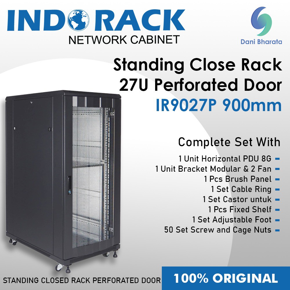 INDORACK Standing Close Rack 27U Perforated Door IR9027P Depth 900mm