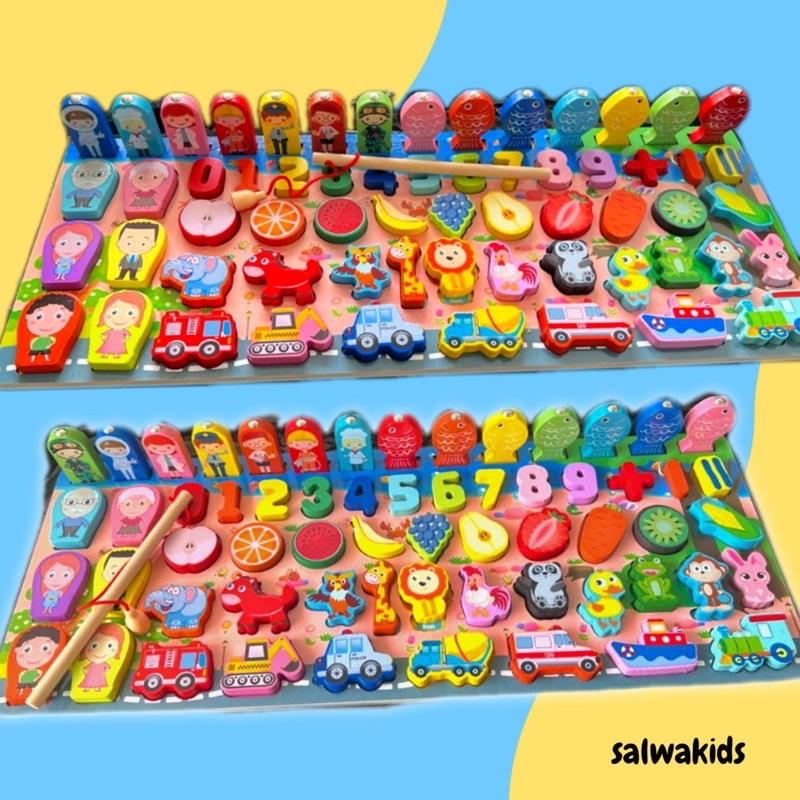 Mainan Montessori Puzzle Kayu 8 in 1