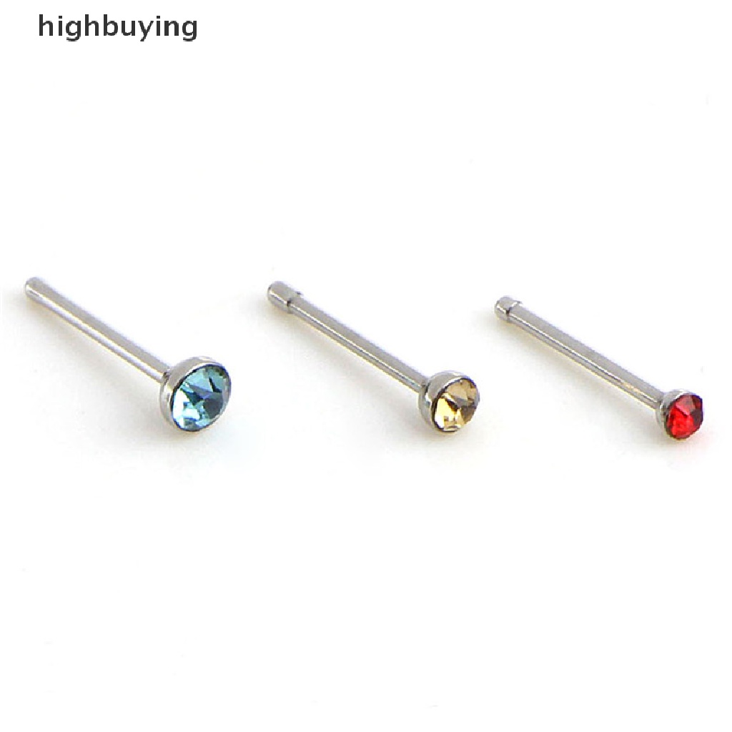 Hbid 60PCS / Set Anting Tindik Hidung Bahan Stainless Steel Hias Berlian Imitasi Untuk Wanita