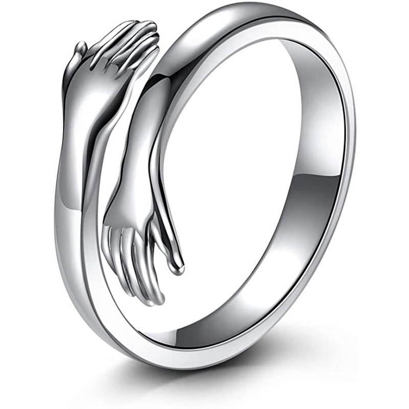 Fashion Creative Love Hug Silver Color Ring  / Adjustable Love Forever Finger Ring Open Ring Jewelry Gifts for Lovers