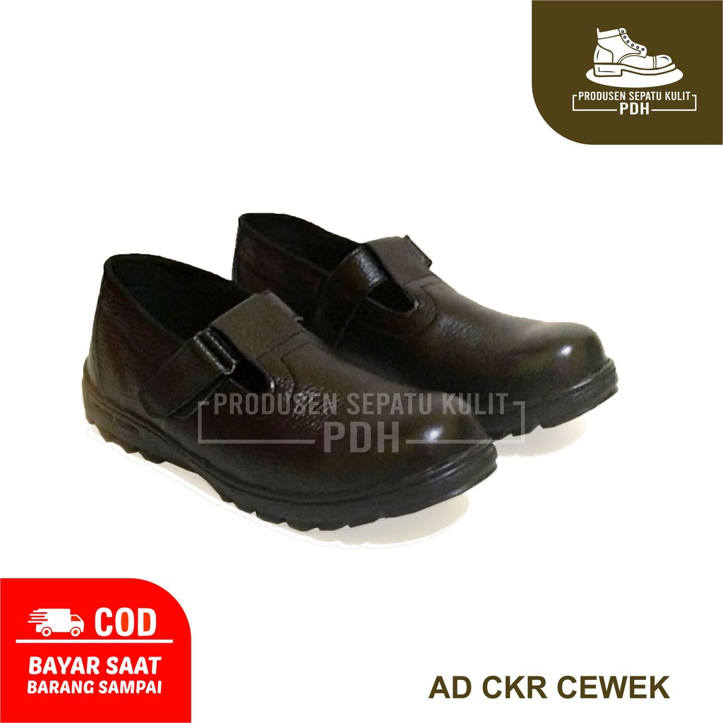 SEPATU SAFETY WANITA SEPTI CEWEK KULIT ASLI SEPATU SEFTY CEWEK SLIP ON UJUNG BESI SEPATU SEKOLAH PROYEK