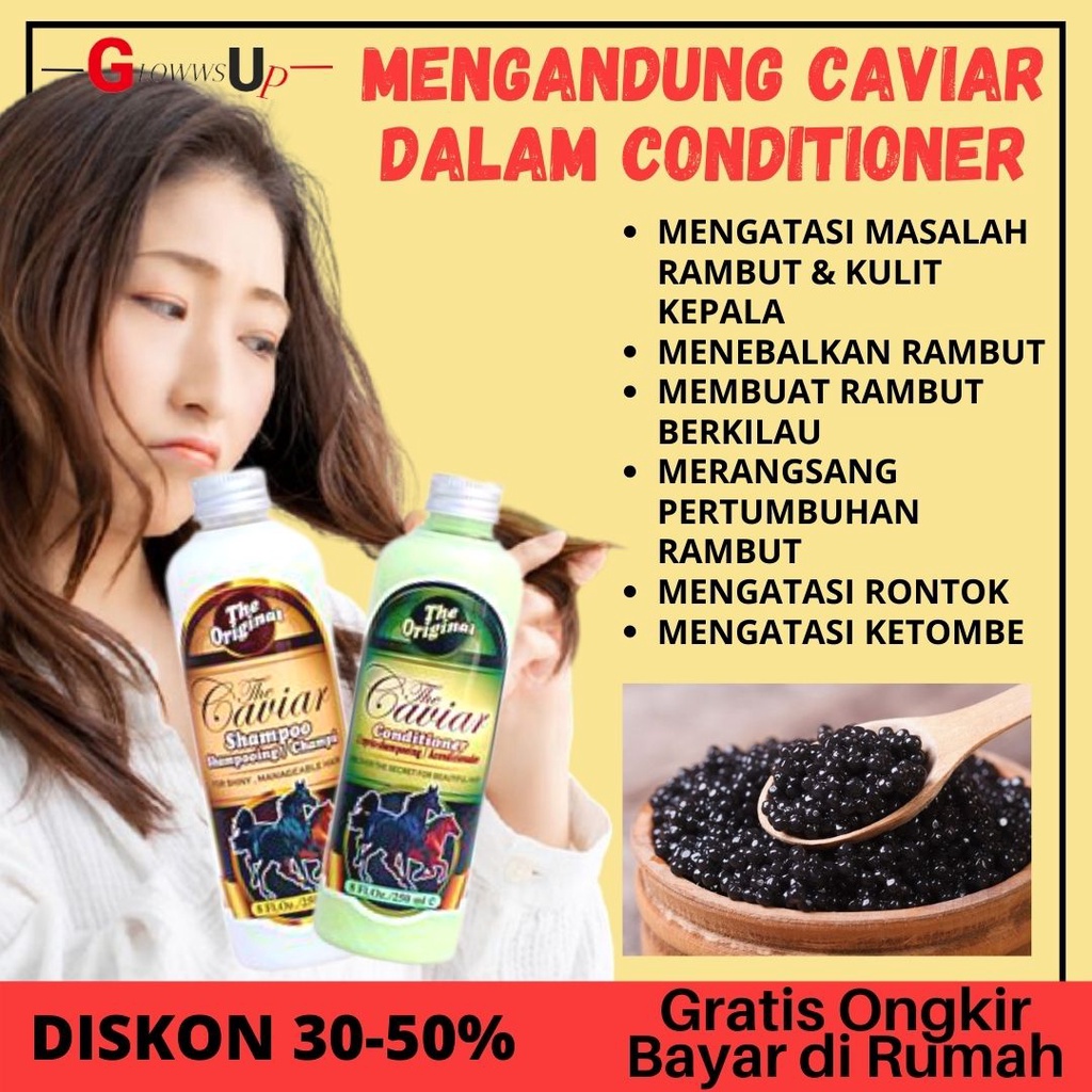 SHAMPOO PAKET PENUMBUH RAMBUT BOTAK - PAKET CAVIAR SHAMPO CONDITIONER - SAMPO KUDA - KONDISIONER