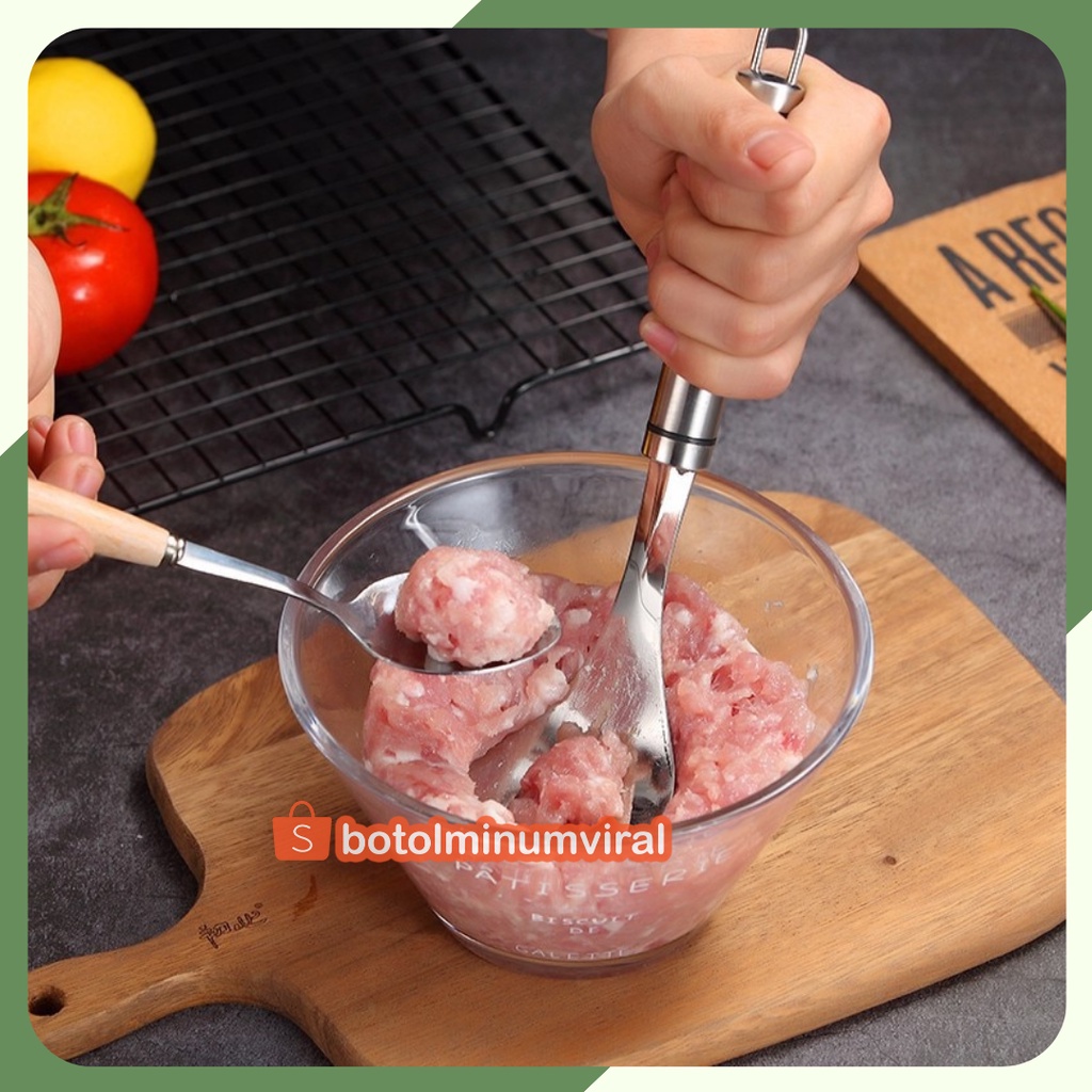 Alat sendok cetakan pembuat bakso stainless steel meatball maker mold PREMIUM