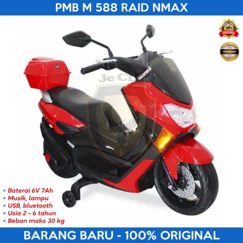 Mainan Motor Aki Anak NMAX PMB M-588 M588 RAID Original Musik Lampu Usia 2-6 Tahun