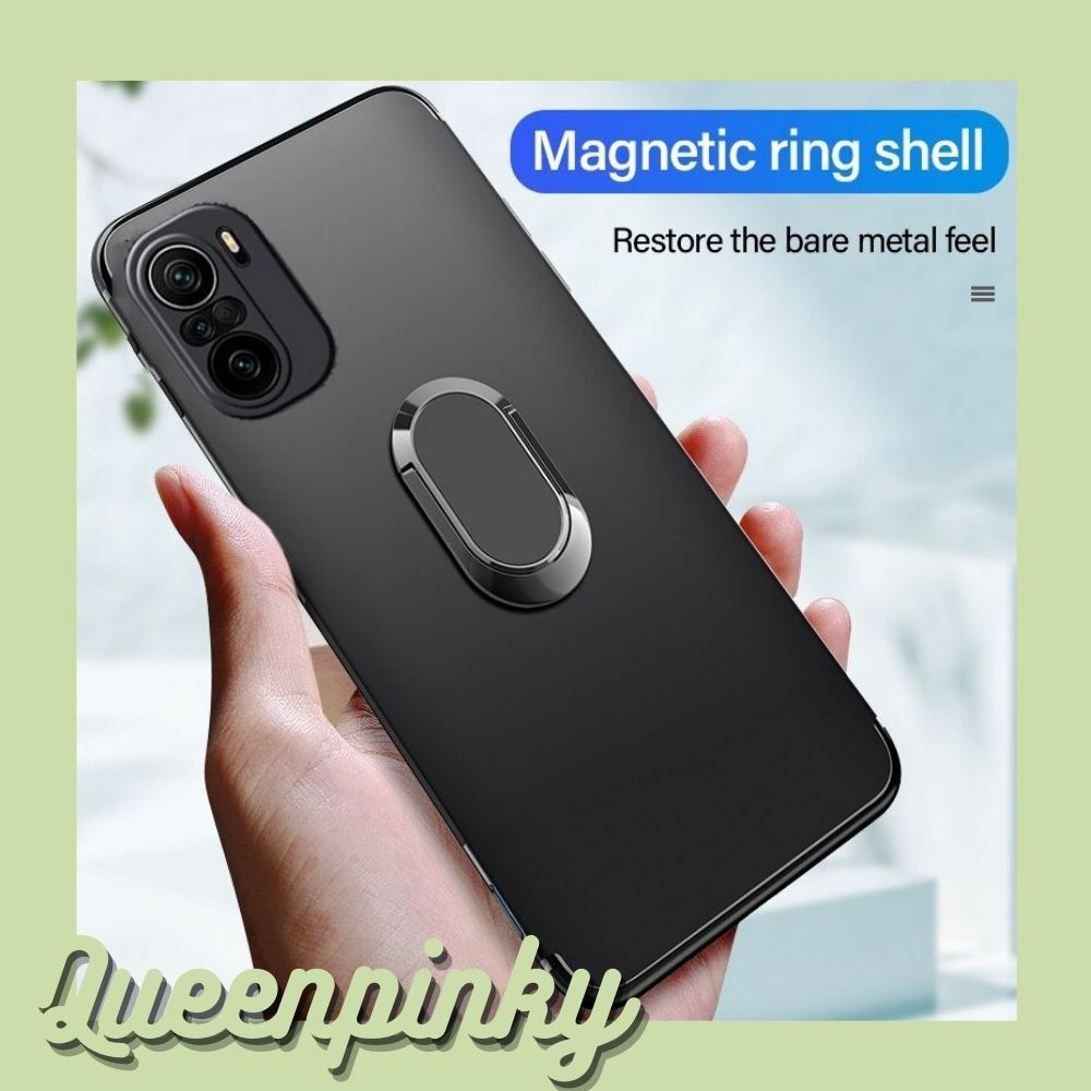 Case Xiaomi Poco F3 Slim Matte Ring Kickstand Black Premium