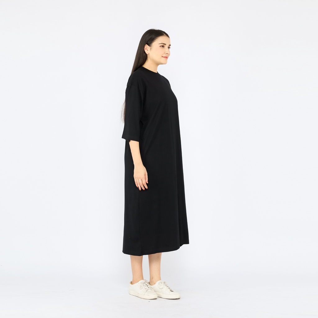 Atasan Dress Oversize Wanita Muslim 7/8 LD130 super comfy Hitam