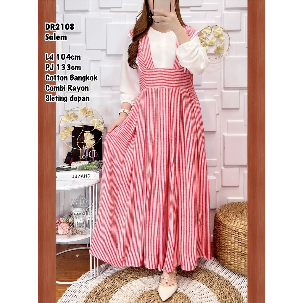 M8390 gamis cantik combi katun rayon import bangkok DR2108 adem