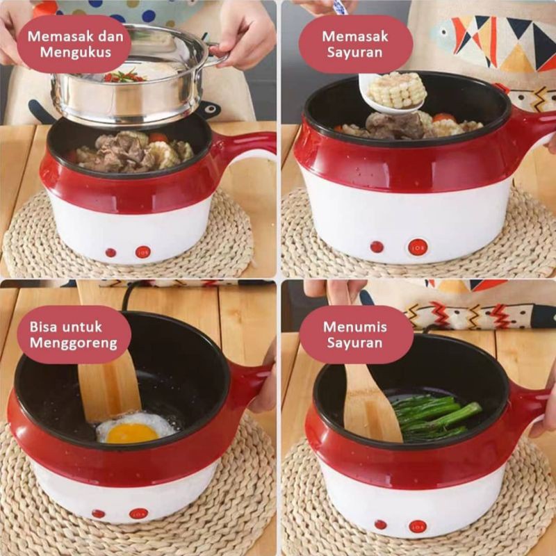 Multifungsi Electric Fry Pan / Panci Elektrik Kukus Plus Goreng Travel Multifungsi Alat Masak 18CM 8518 4718