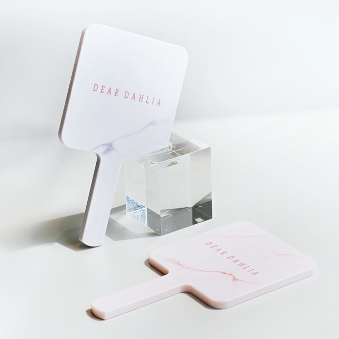 ༺ COD AKTIF ༻ Dear Dahlia Mini Portable Hand Marble Mirror / Dear Dahlia Kaca Vanity