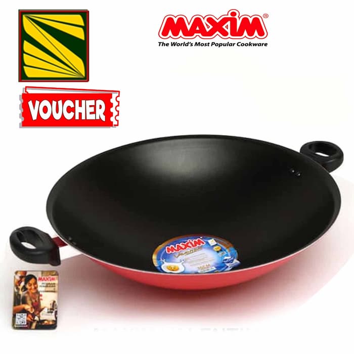 TERLARIS MAXIM VALENTINO WOK WAJAN TEFLON ANTI LENGKET UKURAN 30CM DAN 36 CM - 30