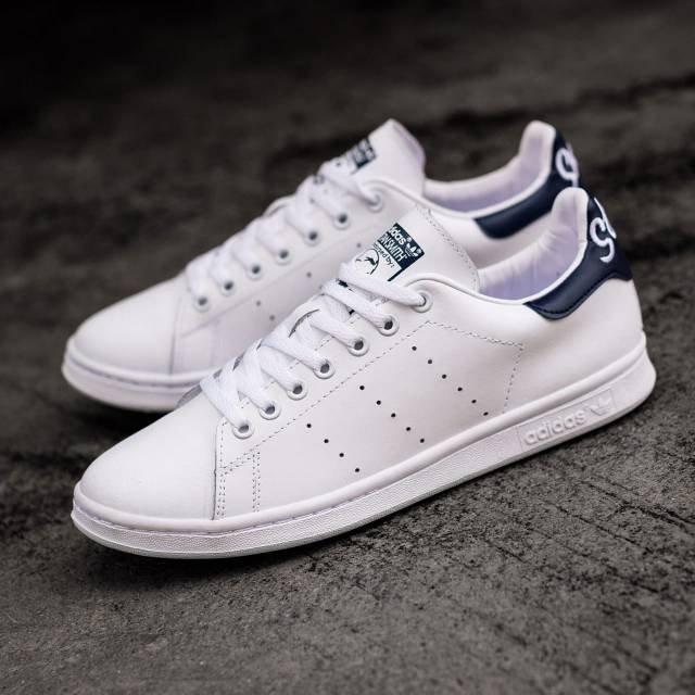 adidas stan smith script white navy