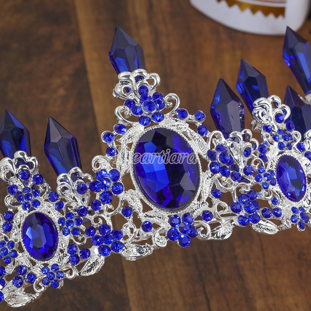 Set Mahkota Tiara + Anting Tusuk Gantung Hias Kristal Aksesoris Rambut Pengantin Wanita