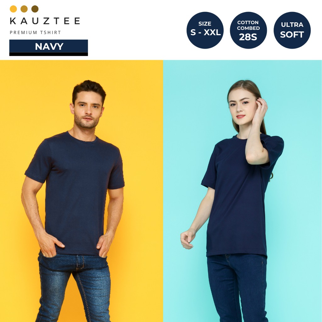 Kaos Tshirt Polos KAUZTEE Premium Tshirt Unisex 100% Cotton Combed 28s - Navy