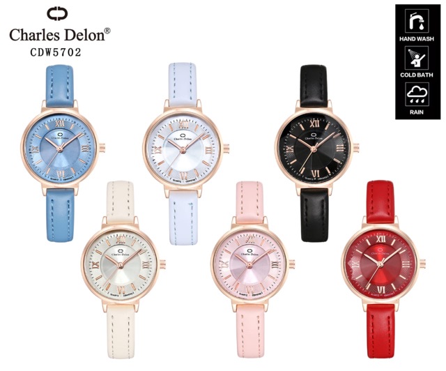 JAM TANGAN WANITA CHARLES DELON KULIT WARNA ORIGINAL WATER