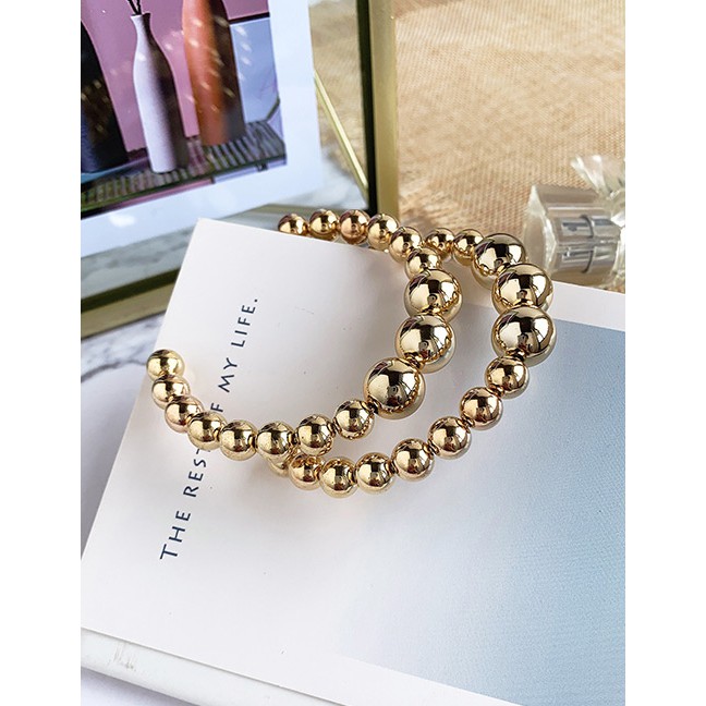 LRC Anting Tusuk Fashion Gold Alloy Resin Ball Stud Earrings F61843