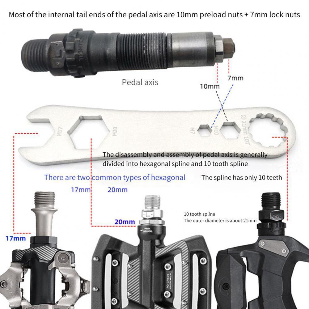 Lanfy Kunci Pedal Sepeda Portabel Kokoh Memakai Aksesoris Stainless Steel Pedal Pelepas Sepeda Gunung Kekerasan Tinggi Pedal Spanner