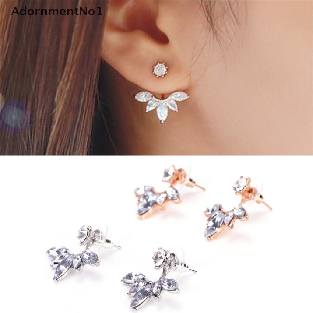 (AdornmentNo1) Anting Tusuk Gantung Desain Daun Hias Berlian Imitasi Untuk Wanita